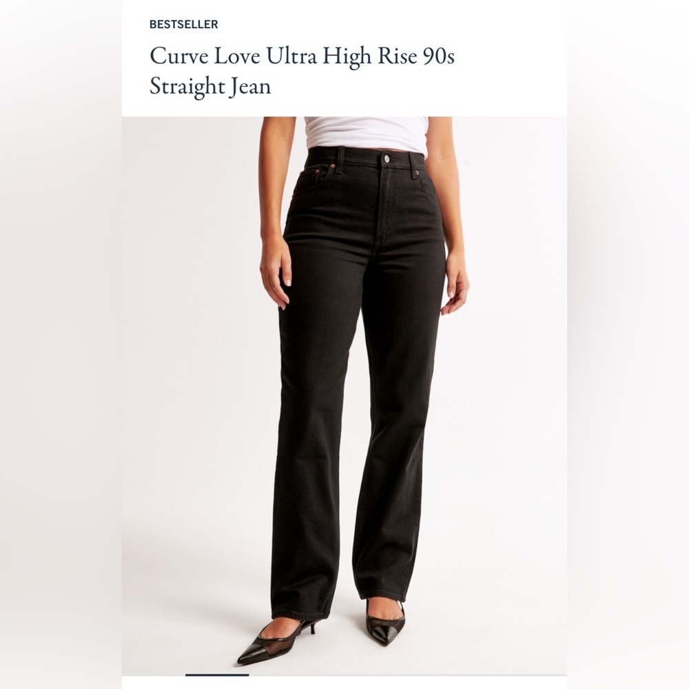 Abercrombie &Fitch Womens Curve Love 90s Straight Ultra High Rise Black Jean